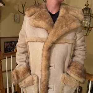 Men's Cream and Tan Teddy Jacket